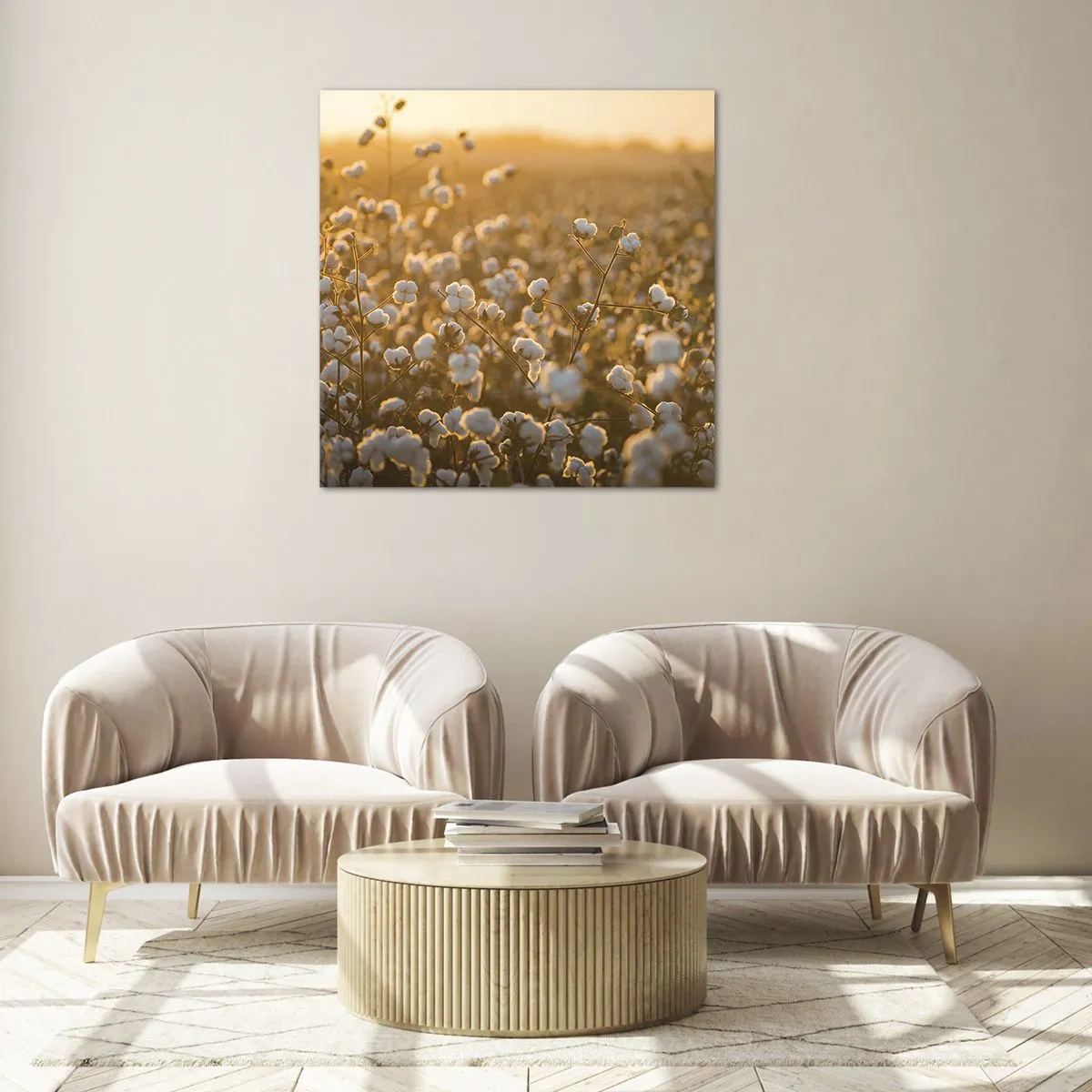 Obraz na szkle - Puszyste pole - 70x70 cm