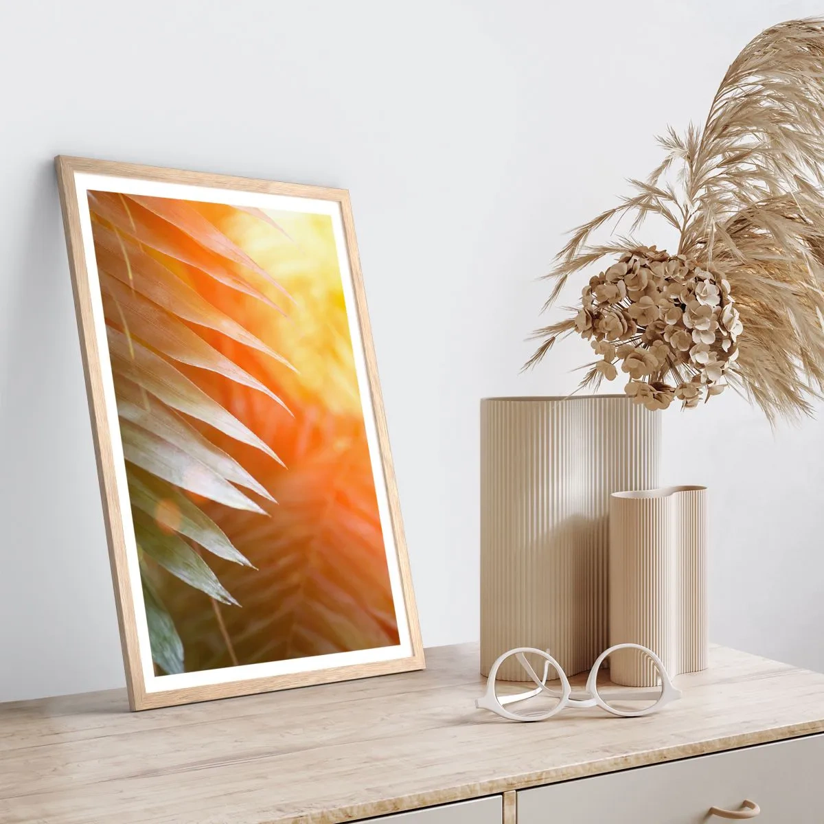 Plakat w ramie jasny dąb - Poranek w dżungli - 70x100 cm