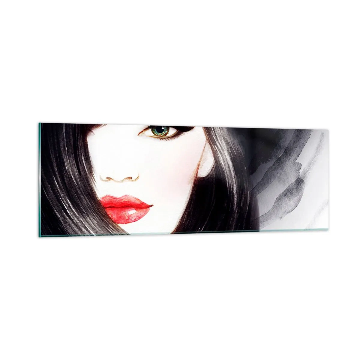 Obraz na szkle - Szafirowe spojrzenie - 90x30 cm