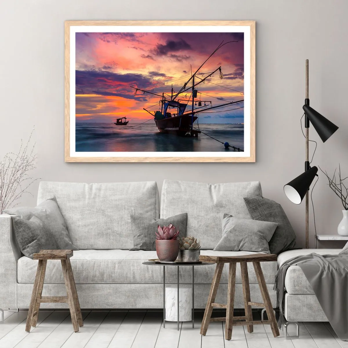 Plakat w ramie jasny dąb - Egzotyczny wieczór - 70x50 cm