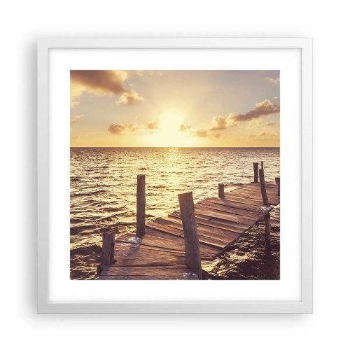 Plakat w białej ramie - Złota kraina łagodności - 40x40 cm