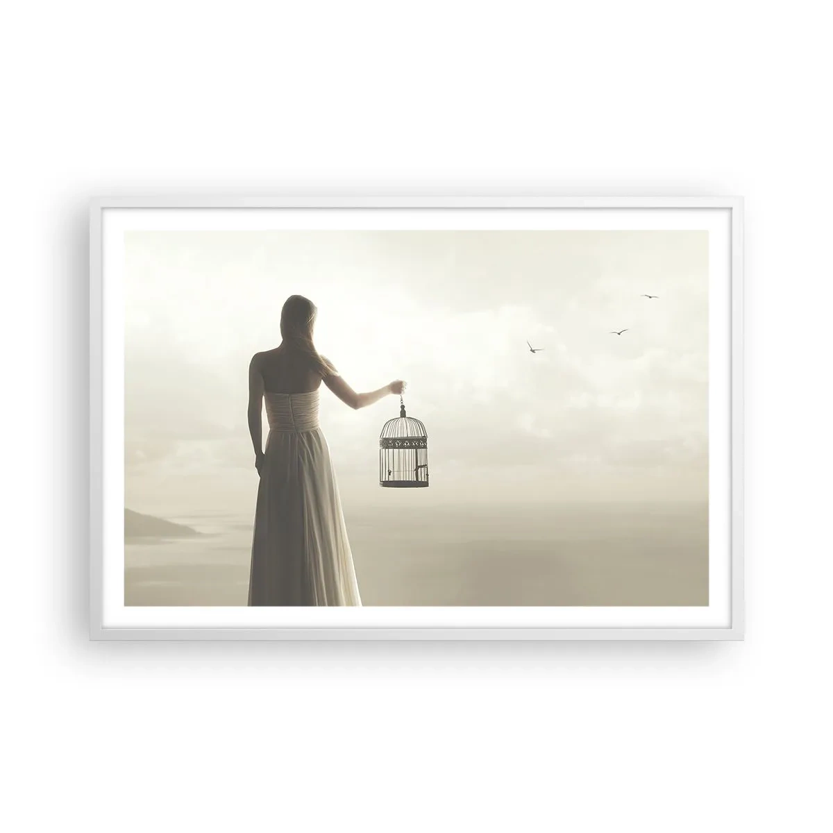 Plakat w białej ramie - Bądź wolna - 91x61 cm