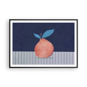 Plakat w czarnej ramie - Abstrakcyjny owoc na tle kontrastowych kolorów i prostych linii - 100x70cm - Wypukłość i płaszczyzna - Nowoczesna dekoracja ścienna do salonu i sypialni ARTTOR