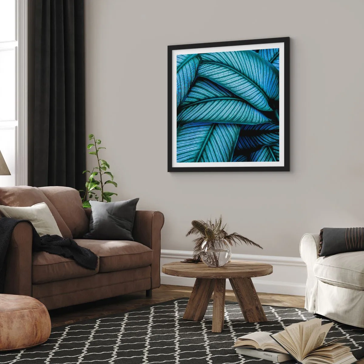 Plakat w czarnej ramie - Linie życia - 30x30 cm