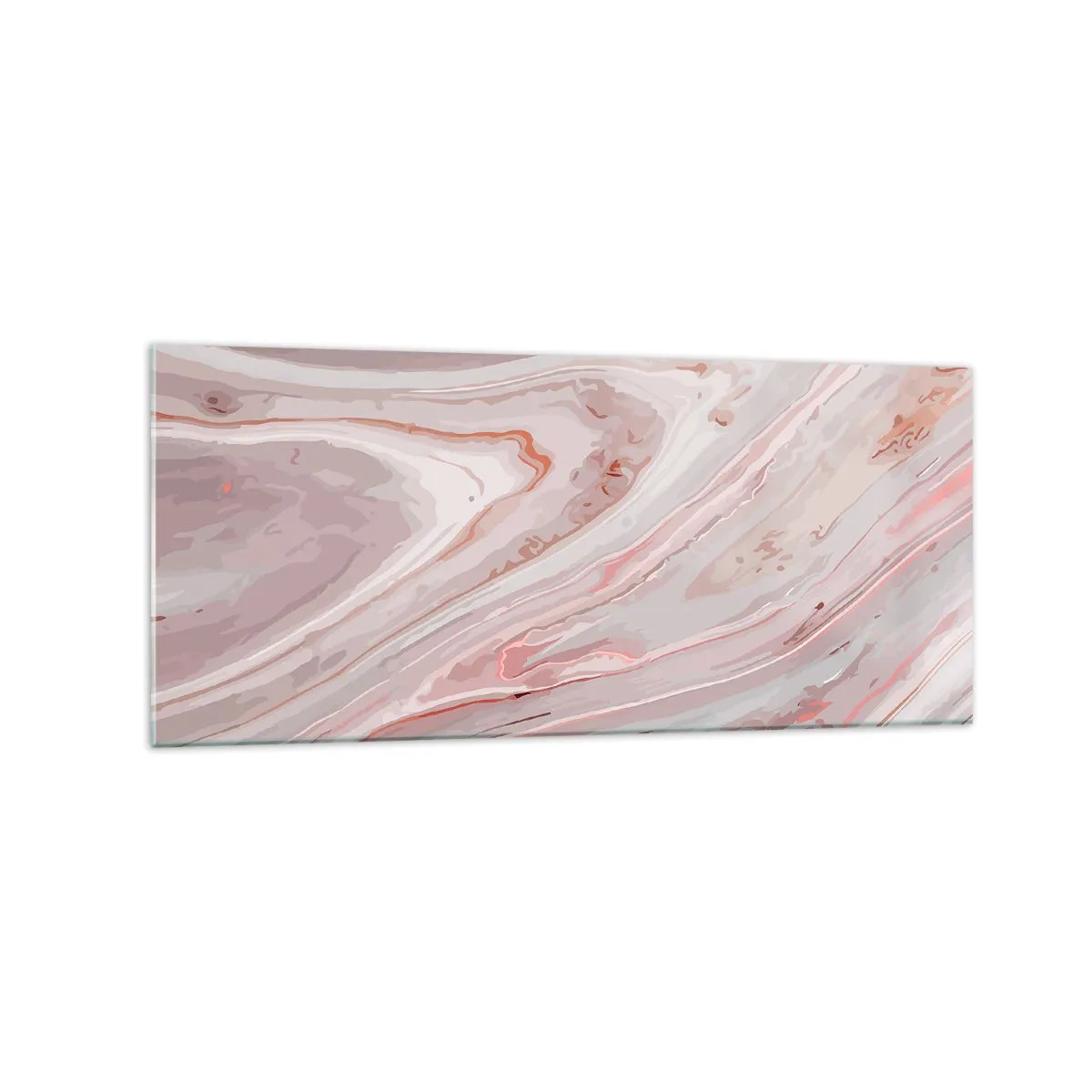 Obraz na szkle - Abstrakcyjne fale w delikatnych odcieniach różu i beżu - 120x50cm - Różowy w płynie - Nowoczesna dekoracja ścienna do salonu i sypialni ARTTOR
