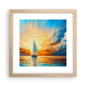 Plakat w ramie jasny dąb - Żegluga w złocie - 30x30 cm