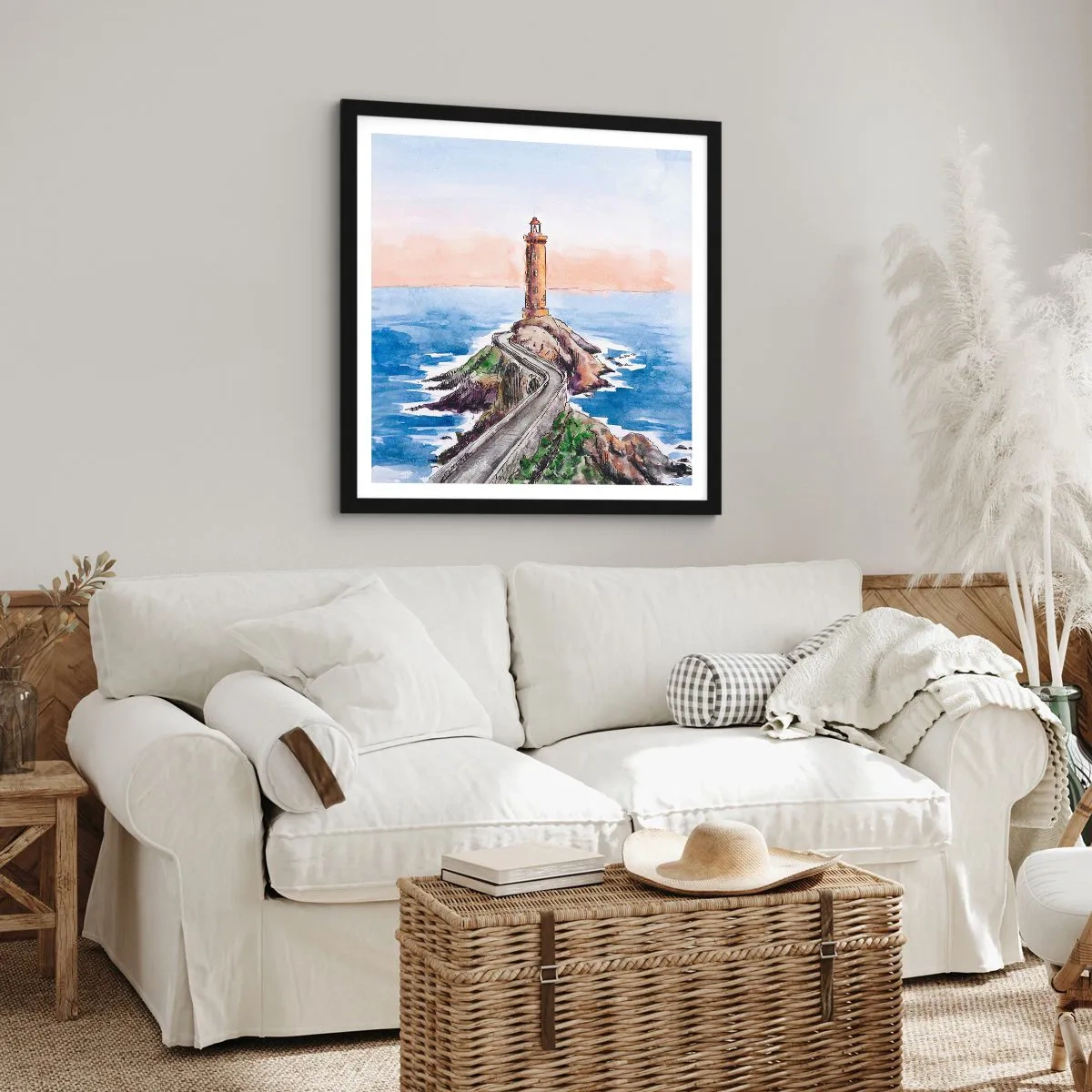 Plakat w czarnej ramie - Zwrócona ku morzu - 60x60 cm