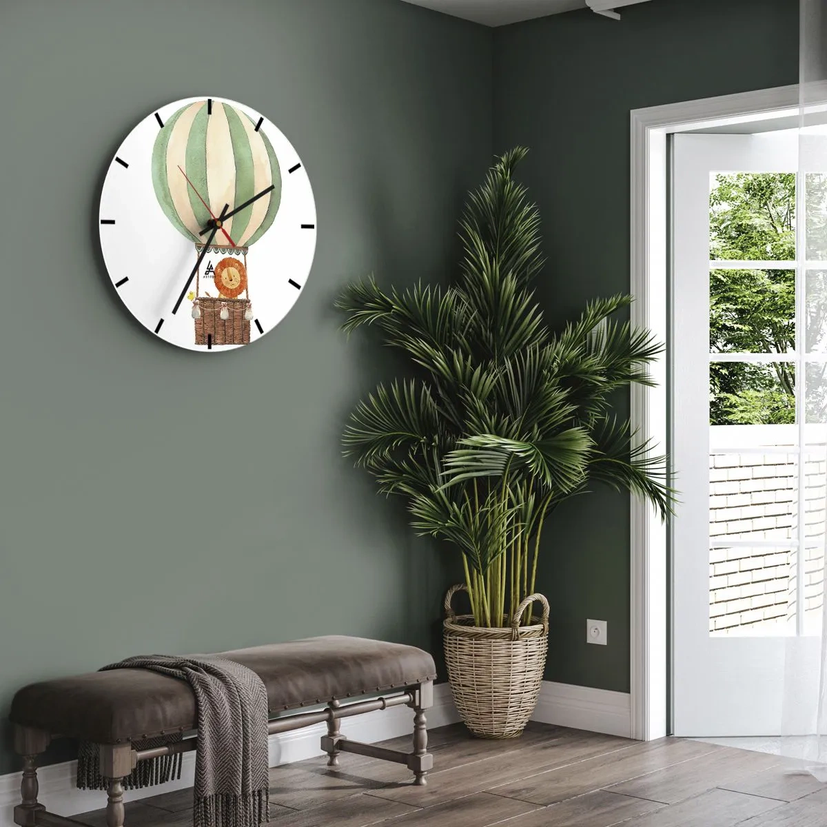 Zegar ścienny - Podróże Leona - 40x40 cm