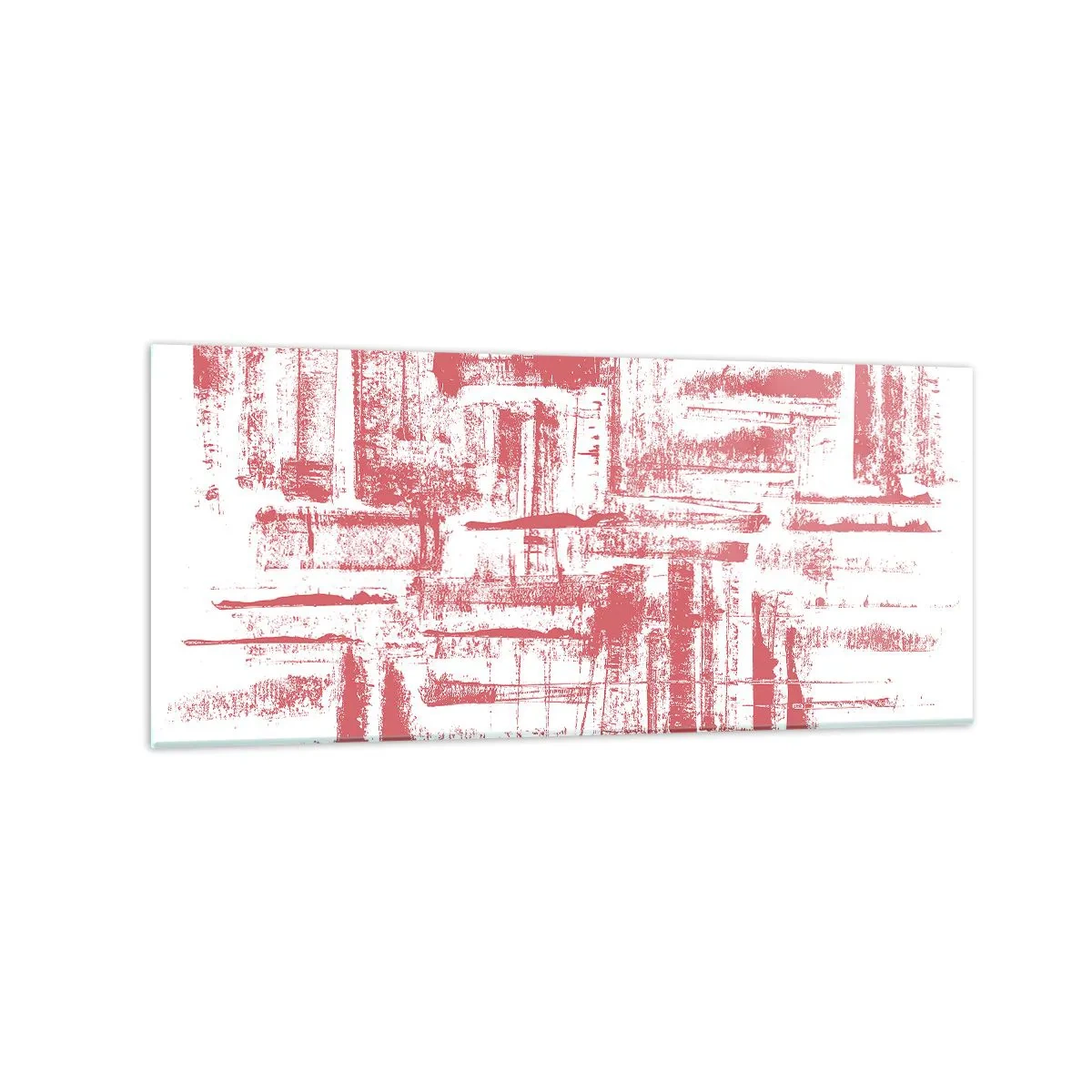 Obraz na szkle - Abstrakcyjne różowe tekstury na białym tle - 120x50cm - Czerwone miasto - Nowoczesna dekoracja ścienna do salonu i sypialni ARTTOR