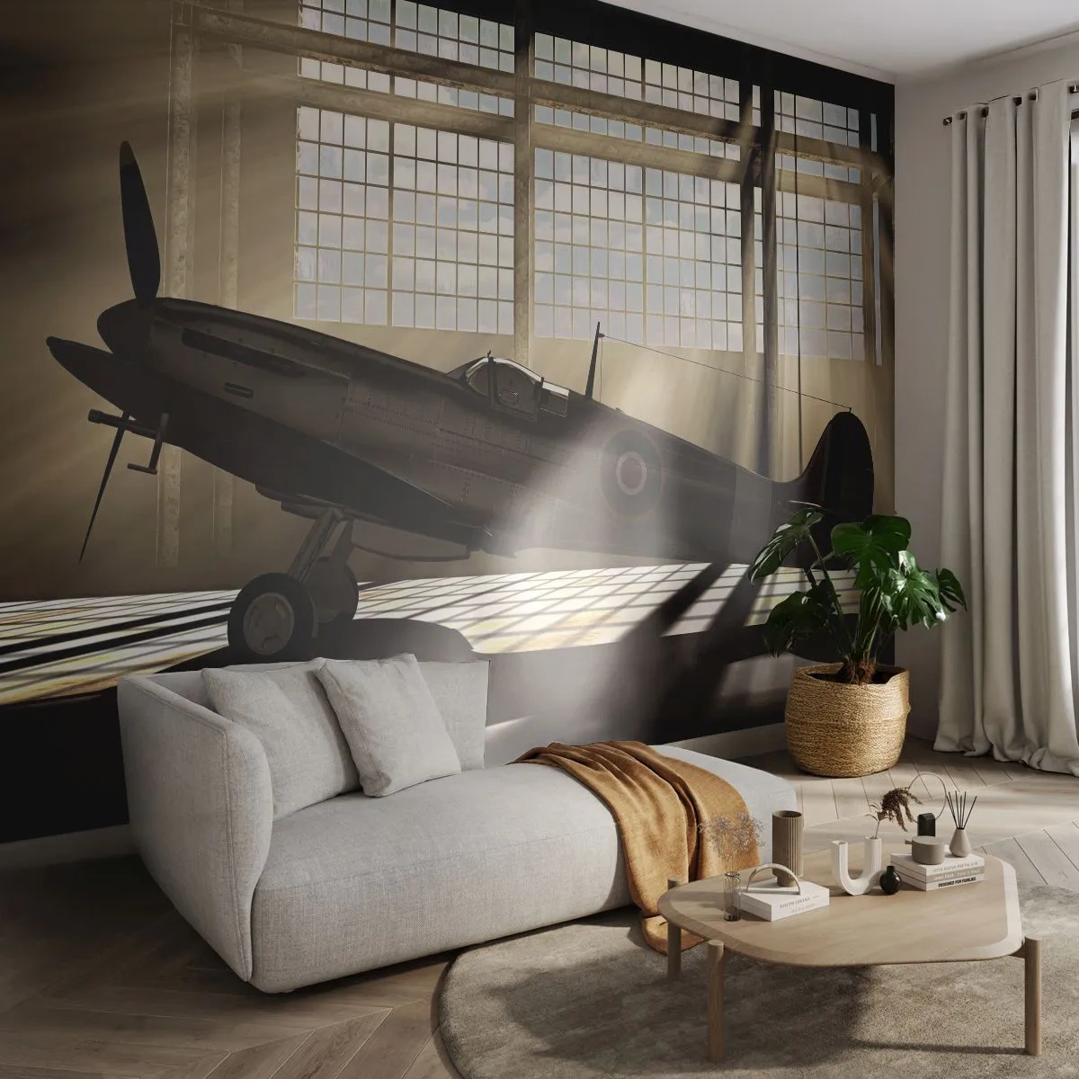 Fototapeta Premium Canvas - Odpoczynek wojownika - Lotnictwo, Hangar Lotniczy, Samolot - 250x175 cm