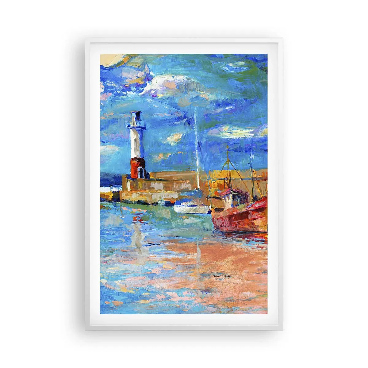 Plakat w białej ramie - Popołudnie w tęczowej zatoce - 61x91 cm