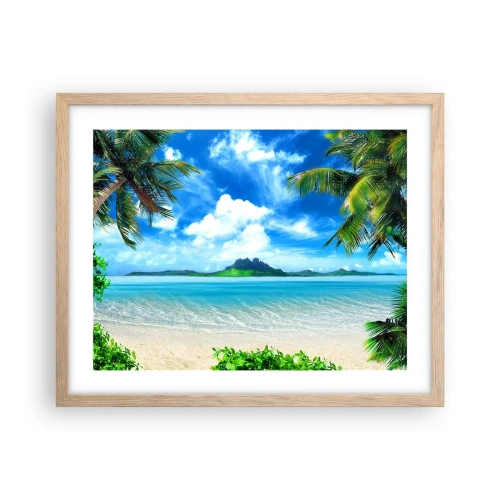 Plakat w ramie jasny dąb - Lazur tropików - 50x40 cm