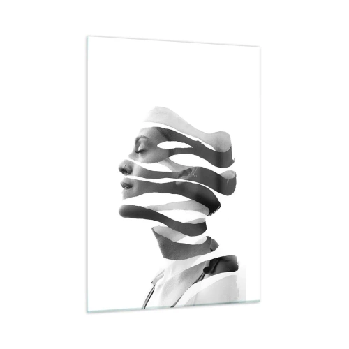 Obraz na szkle - Abstrakcyjna kompozycja kobiecego portretu - 50x70cm - Portret surrealistyczny - Nowoczesna dekoracja ścienna do salonu, kuchni i sypialni ARTTOR