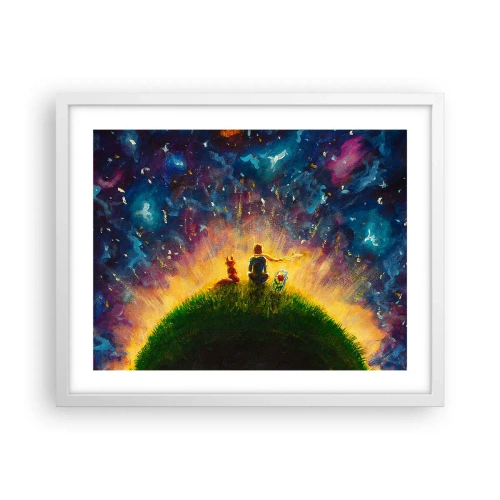 Plakat w białej ramie - Miłość i przyjaźń - cały świat - 50x40 cm