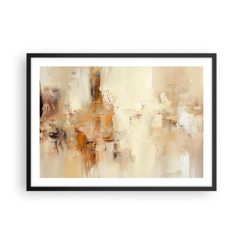 Plakat w czarnej ramie - Abstrakcyjna kompozycja w ciepłych odcieniach żółci i brązu - 70x50cm - Dusza bursztynu - Nowoczesna dekoracja ścienna do salonu i sypialni ARTTOR