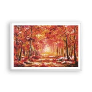 Plakat w białej ramie - Miedziany las - 91x61 cm