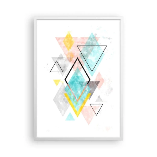 Plakat w białej ramie - Igraszka geometryczna - 50x70 cm