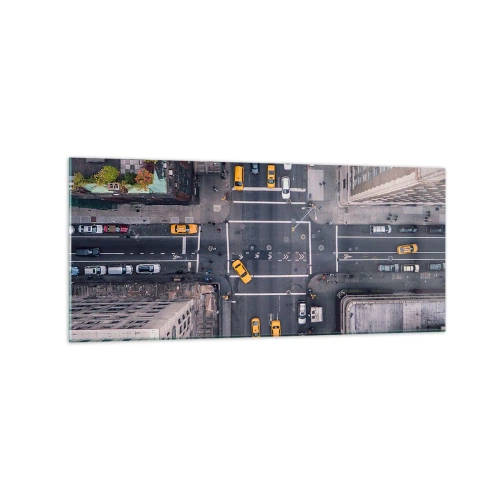 Obraz na szkle - Widok z lotu ptaka na ruchliwą ulicę miasta - 120x50cm - Prosty wybór - Nowoczesna dekoracja ścienna do salonu i sypialni ARTTOR