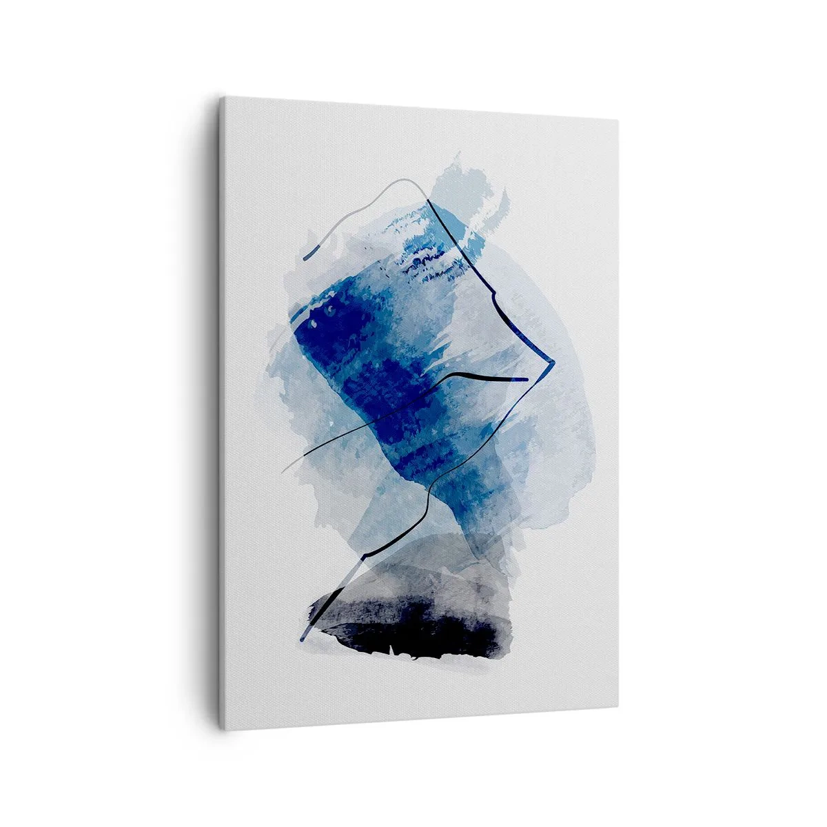 Obraz na płótnie - Abstrakcyjna kompozycja w odcieniach błękitu i granatu - 50x70cm - Lodowa góra - Nowoczesna dekoracja ścienna do salonu, kuchni i sypialni ARTTOR
