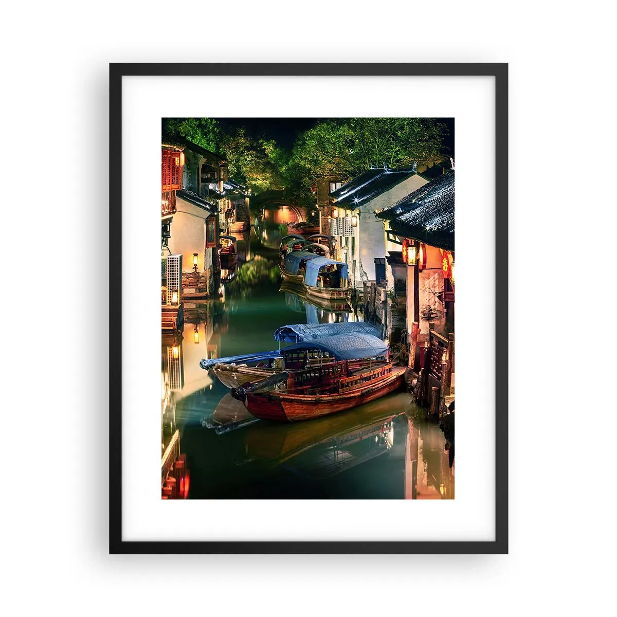 Plakat w czarnej ramie - Wieczór na chińskiej ulicy - 40x50 cm