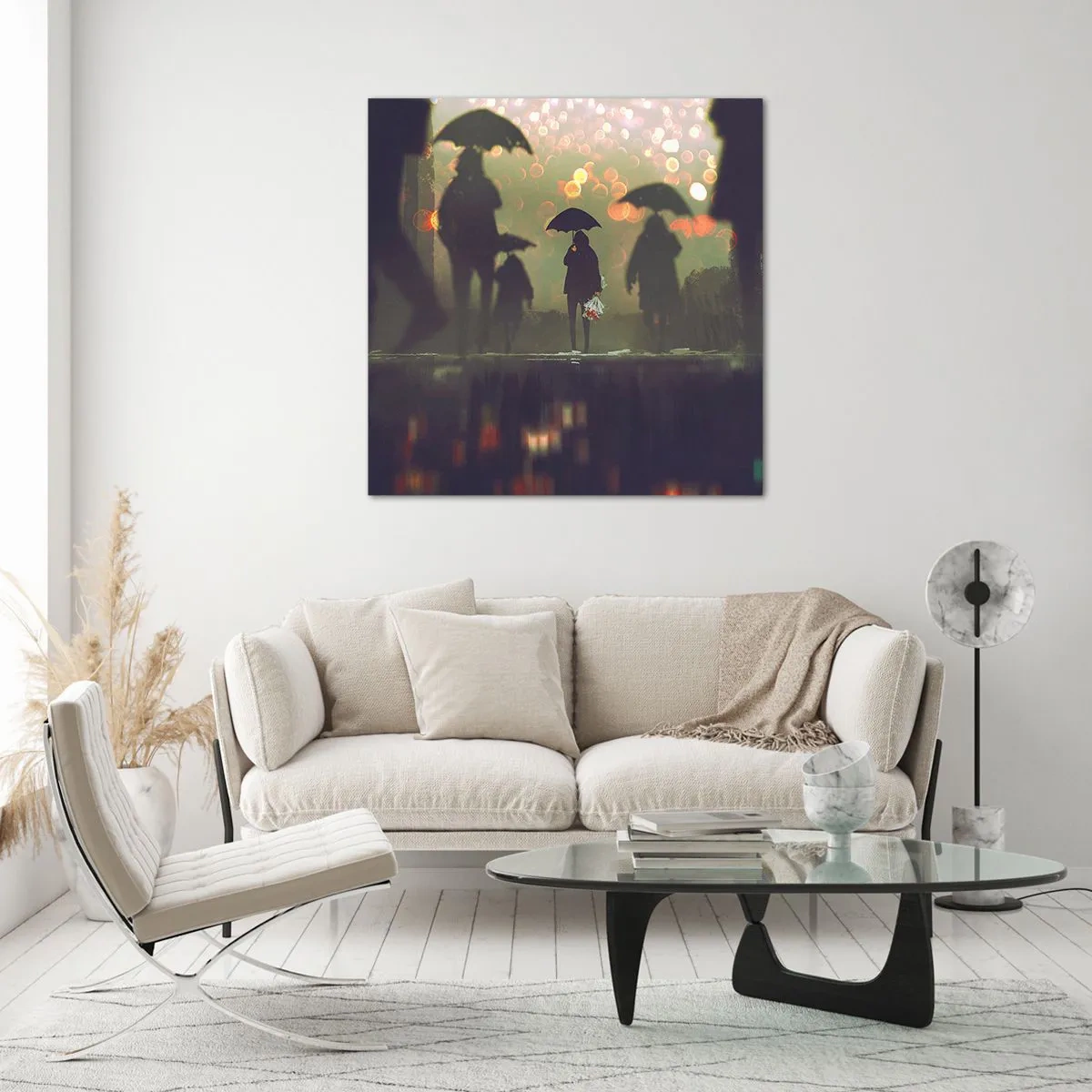 Obraz na szkle - Z perspektywy kropli deszczu - 30x30 cm