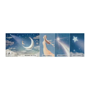 Fototapeta Próbka Premium Canvas - Zalotnica niebieska - Abstrakcja, Dla Dzieci, Księżyc - 100x30 cm