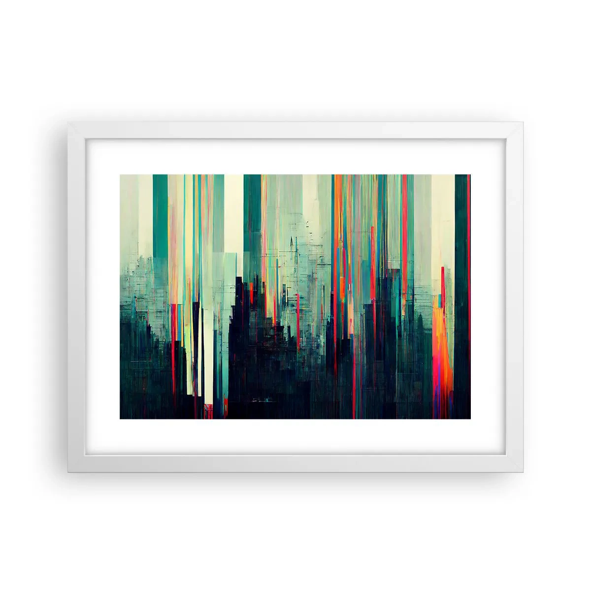 Plakat w białej ramie - Futurystyczne miasto - 40x30 cm
