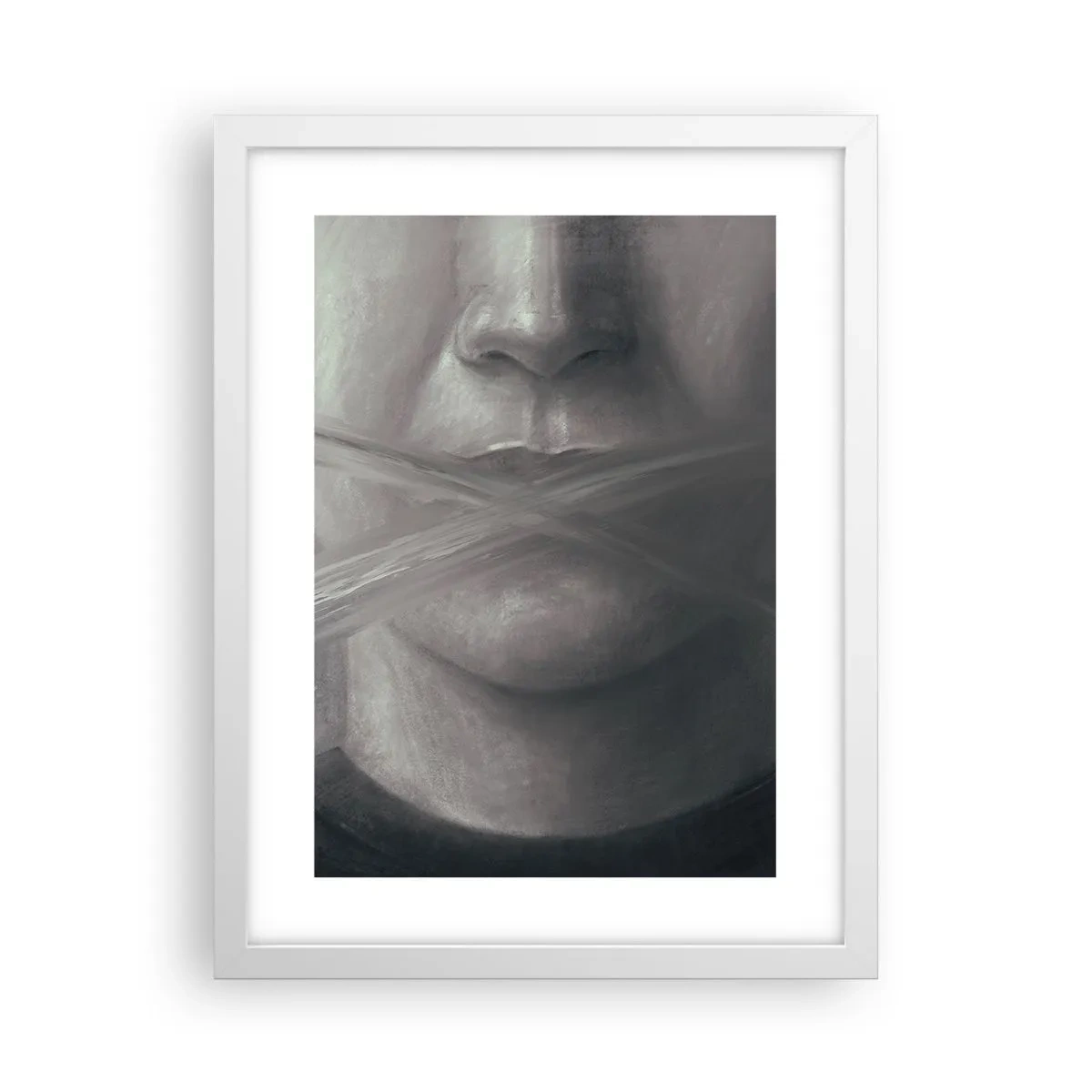 Plakat w białej ramie - Ani słowa - 30x40 cm