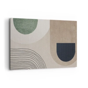 Obraz na płótnie - Geometryczne kształty w odcieniach beżu i zieleni - 120x80cm - Łagodność owalu - Nowoczesna dekoracja ścienna do salonu, kuchni i sypialni ARTTOR
