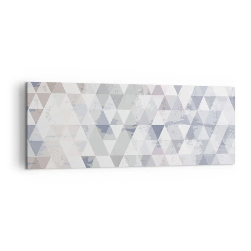 Obraz na płótnie - Geometryczny wzór z trójkątów w pastelowych odcieniach - 140x50cm - W rytmie na trzy - Nowoczesna dekoracja ścienna do salonu i sypialni ARTTOR