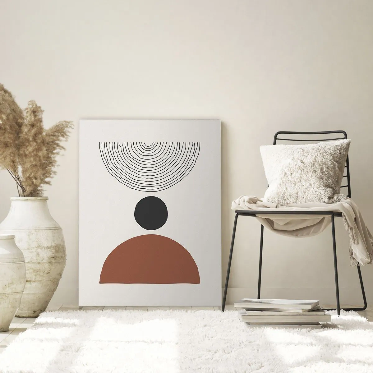 Obraz na szkle - Abstrakcyjne formy geometryczne na jasnym tle - 50x70cm - W centrum uwagi - Nowoczesna dekoracja ścienna do salonu, kuchni i sypialni ARTTOR