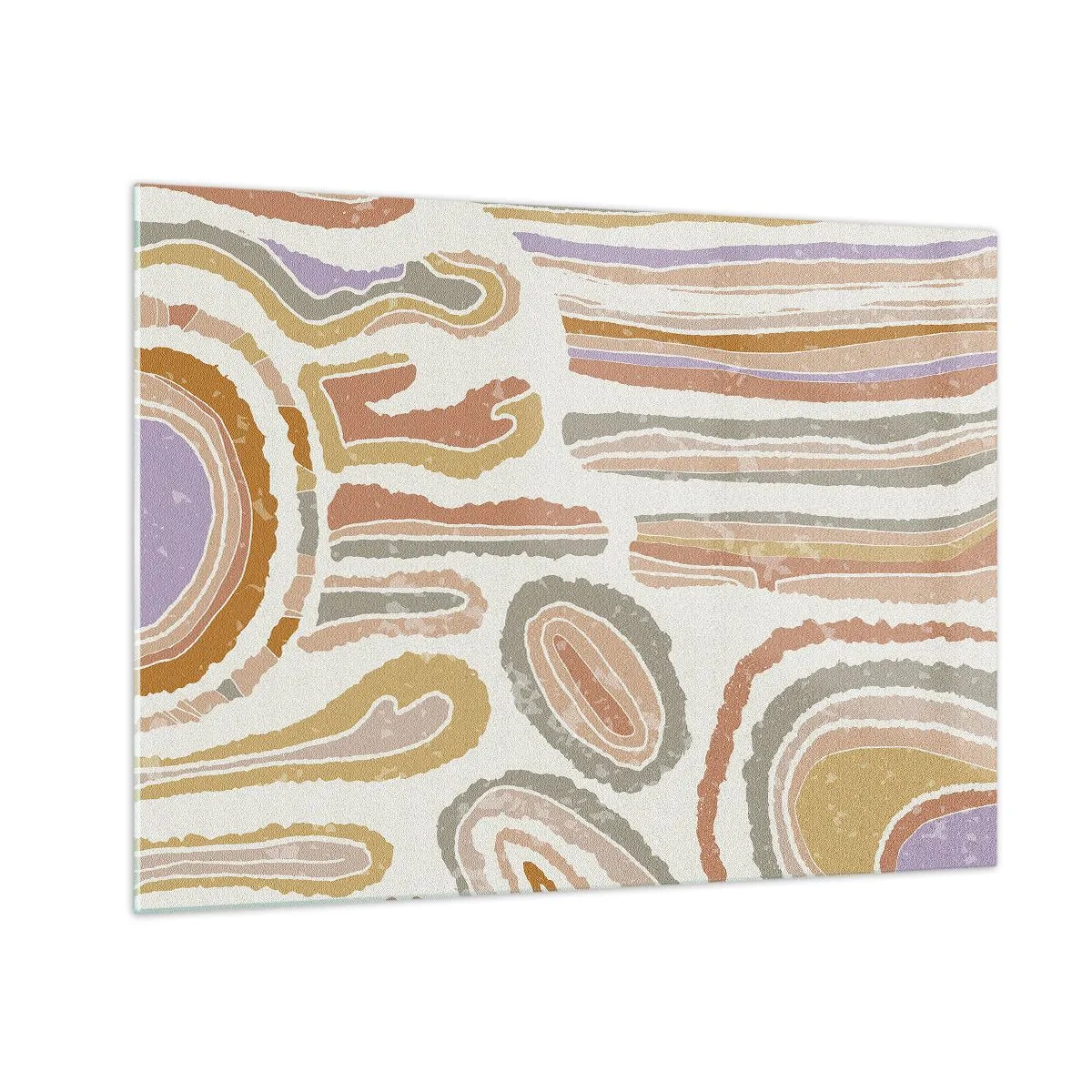 Obraz na szkle - Kolorowe abstrakcyjne formy przypominające przekroje minerałów - 70x50cm - Barwne przekroje - Nowoczesna dekoracja ścienna do salonu i sypialni ARTTOR