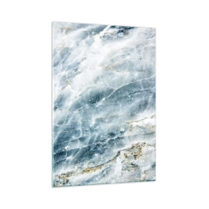 Obraz na szkle - Abstrakcyjna tekstura lodowego marmuru w odcieniach błękitu i bieli - 50x70cm - Lodowy świat - Nowoczesna dekoracja ścienna do salonu, kuchni i sypialni ARTTOR