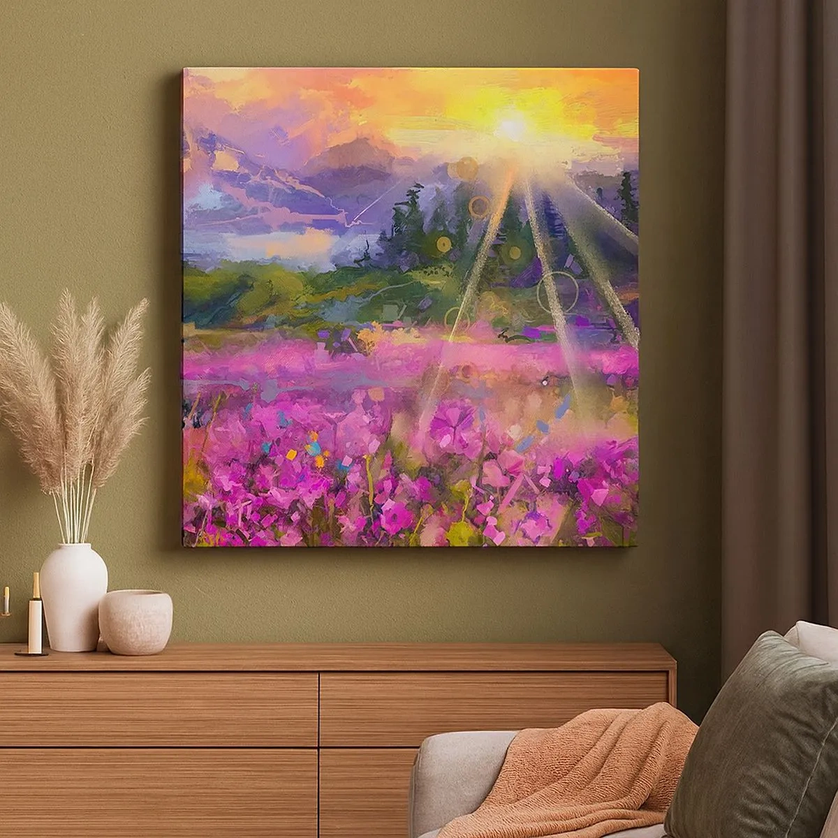 Obraz na płótnie - W dolinie pod opieką słońca - 30x30 cm
