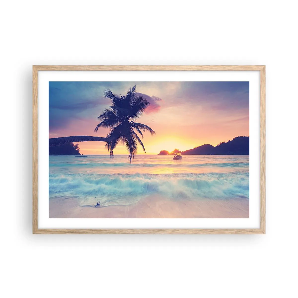 Plakat w ramie jasny dąb - Wieczór w zatoce - 70x50 cm
