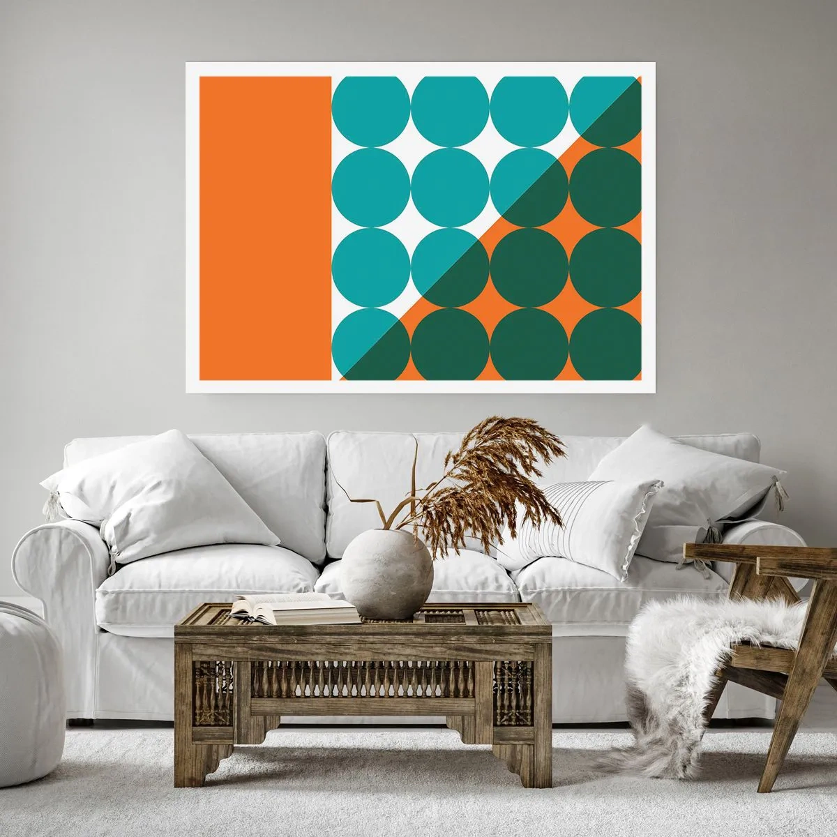 Plakat - Geometryczne wzory w kontrastowych kolorach - 100x70cm - W górę i na skos - Nowoczesna dekoracja ścienna do salonu i sypialni ARTTOR