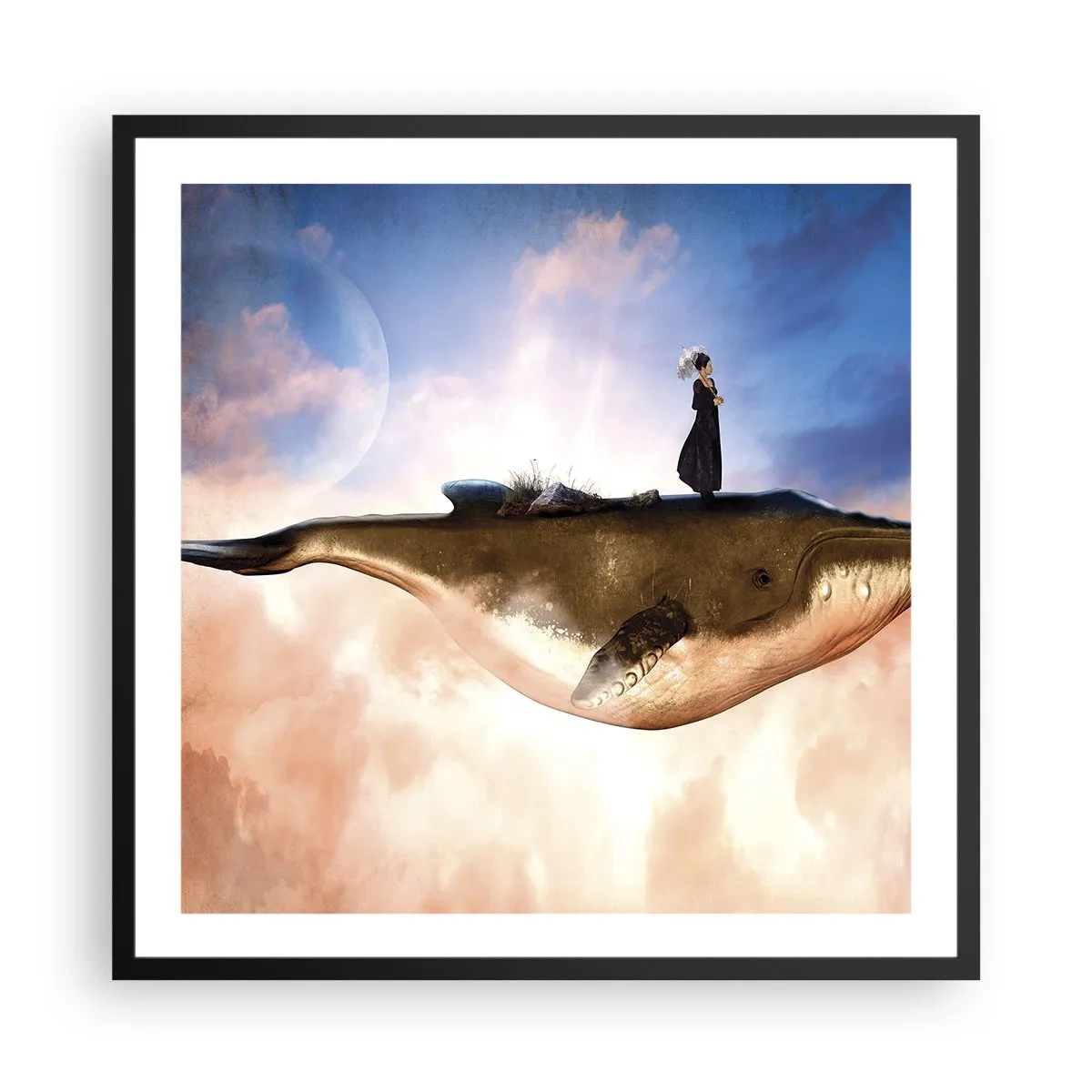Plakat w czarnej ramie - Nadrealna podróż - 60x60 cm