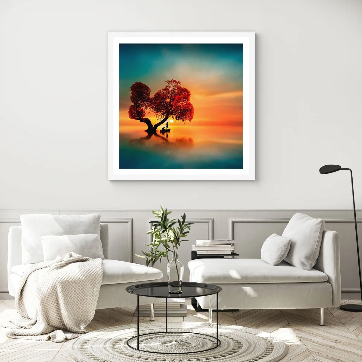 Plakat w białej ramie - Oddaleńcy i ciszyzna bezświata - 30x30 cm