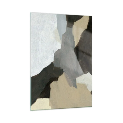 Obraz na szkle - Nowoczesna kompozycja abstrakcyjna w odcieniach szarości - 50x70cm - Abstrakcja: rozstaje szarości - Nowoczesna dekoracja ścienna do salonu, kuchni i sypialni ARTTOR