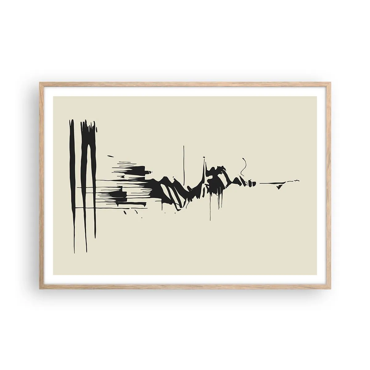 Plakat w ramie jasny dąb - Abstrakcja pośpieszna - 100x70 cm