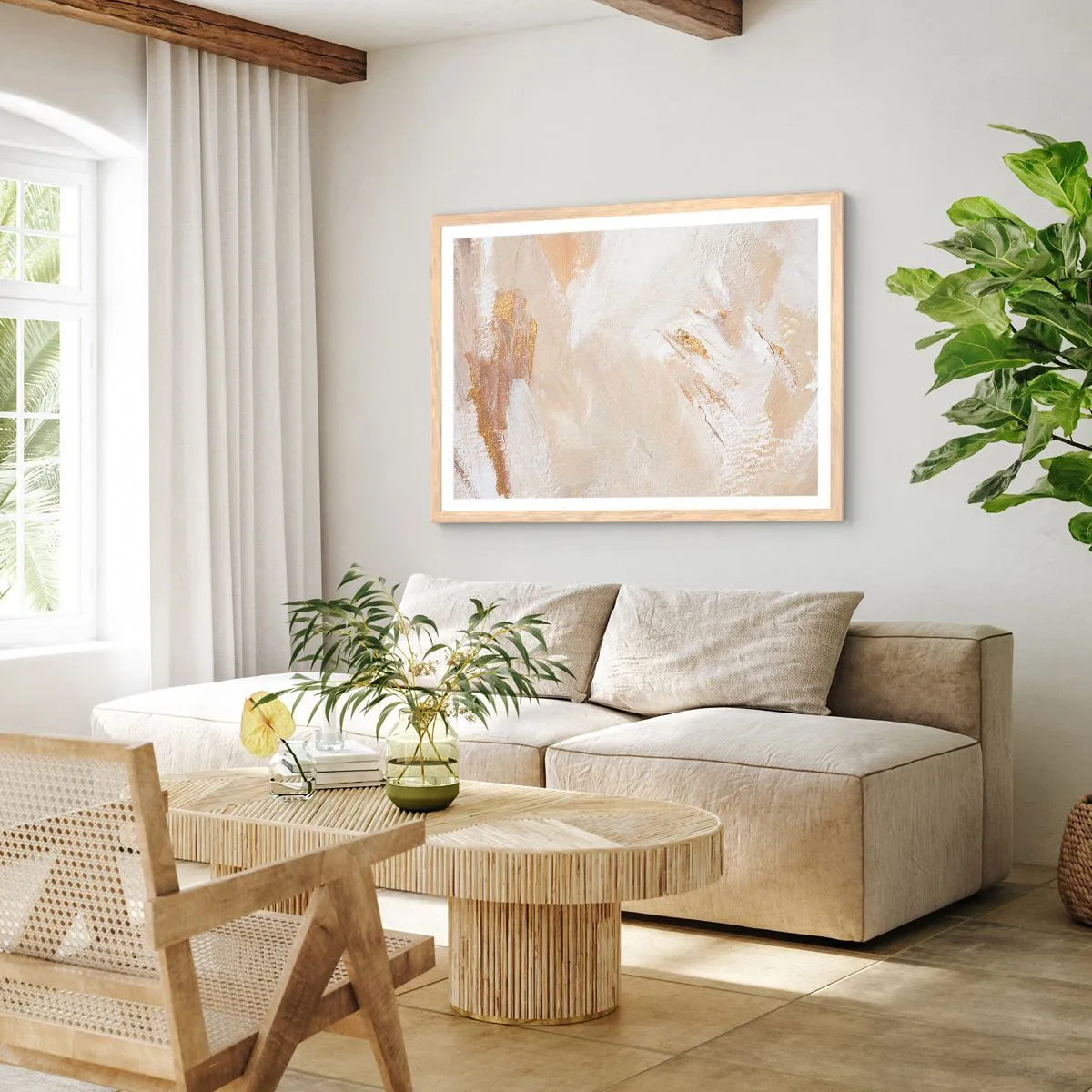Plakat w ramie jasny dąb - Pastelowa kompozycja - 40x30 cm
