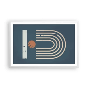 Plakat w białej ramie - Geometria na granacie - 91x61 cm