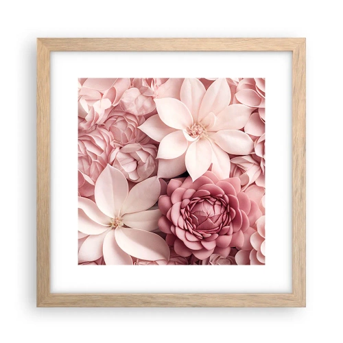 Plakat w ramie jasny dąb - W różowych płatkach - 30x30 cm