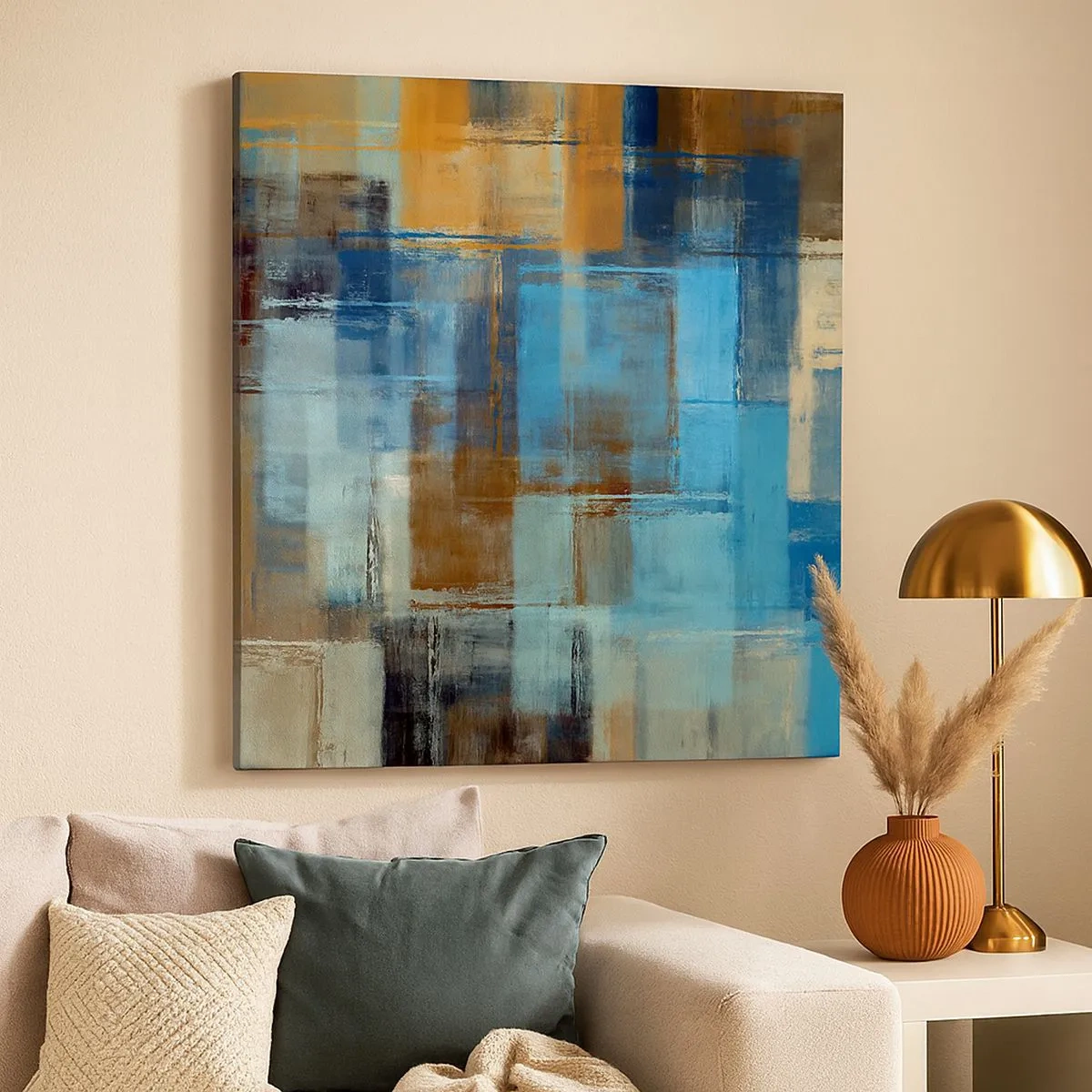 Obraz na płótnie - Przez błękitną zasłonę - 30x30 cm