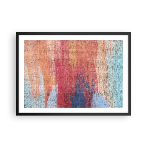 Plakat w czarnej ramie - Kolorowe abstrakcyjne pociągnięcia pędzla - 70x50cm - Spłynąć tęczą - Nowoczesna dekoracja ścienna do salonu i sypialni ARTTOR