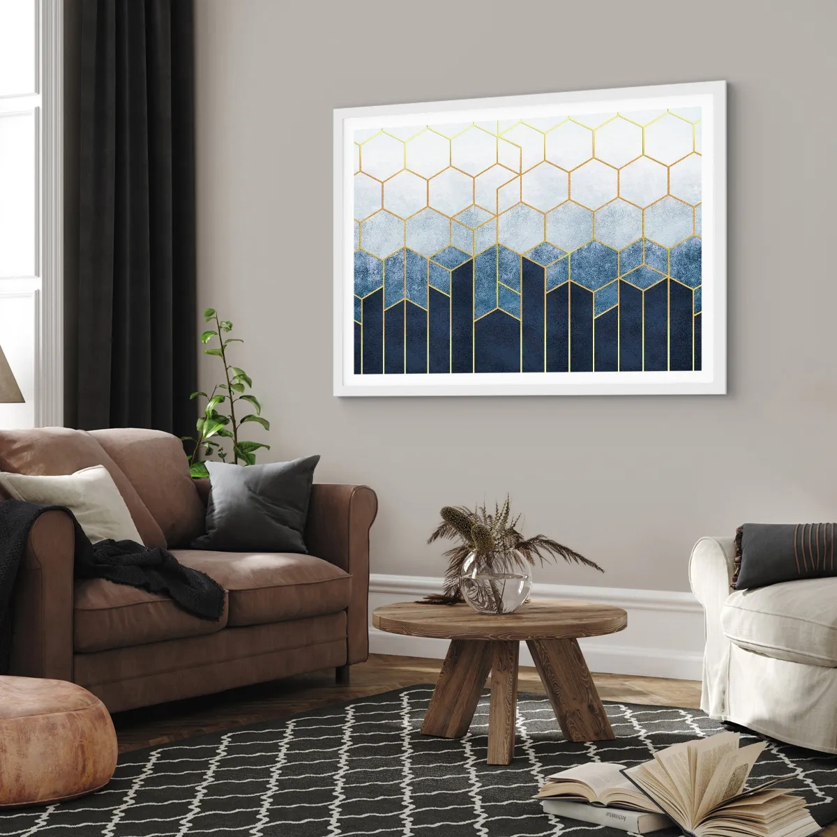 Plakat w białej ramie - Kompozycja w synkopowym rytmie - 40x30 cm