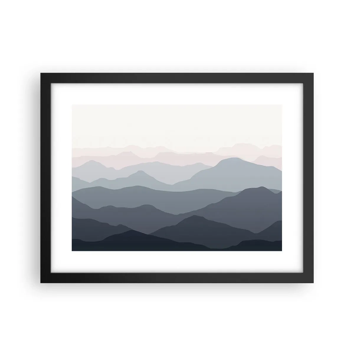 Plakat w czarnej ramie - Fale gór - 40x30 cm