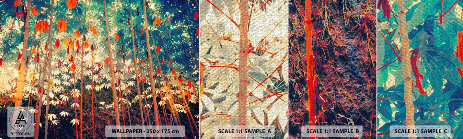 Fototapeta Próbka Premium Canvas - Tajemne życie liści - Las Tropikalny, Natura, Drzewa - 100x30 cm