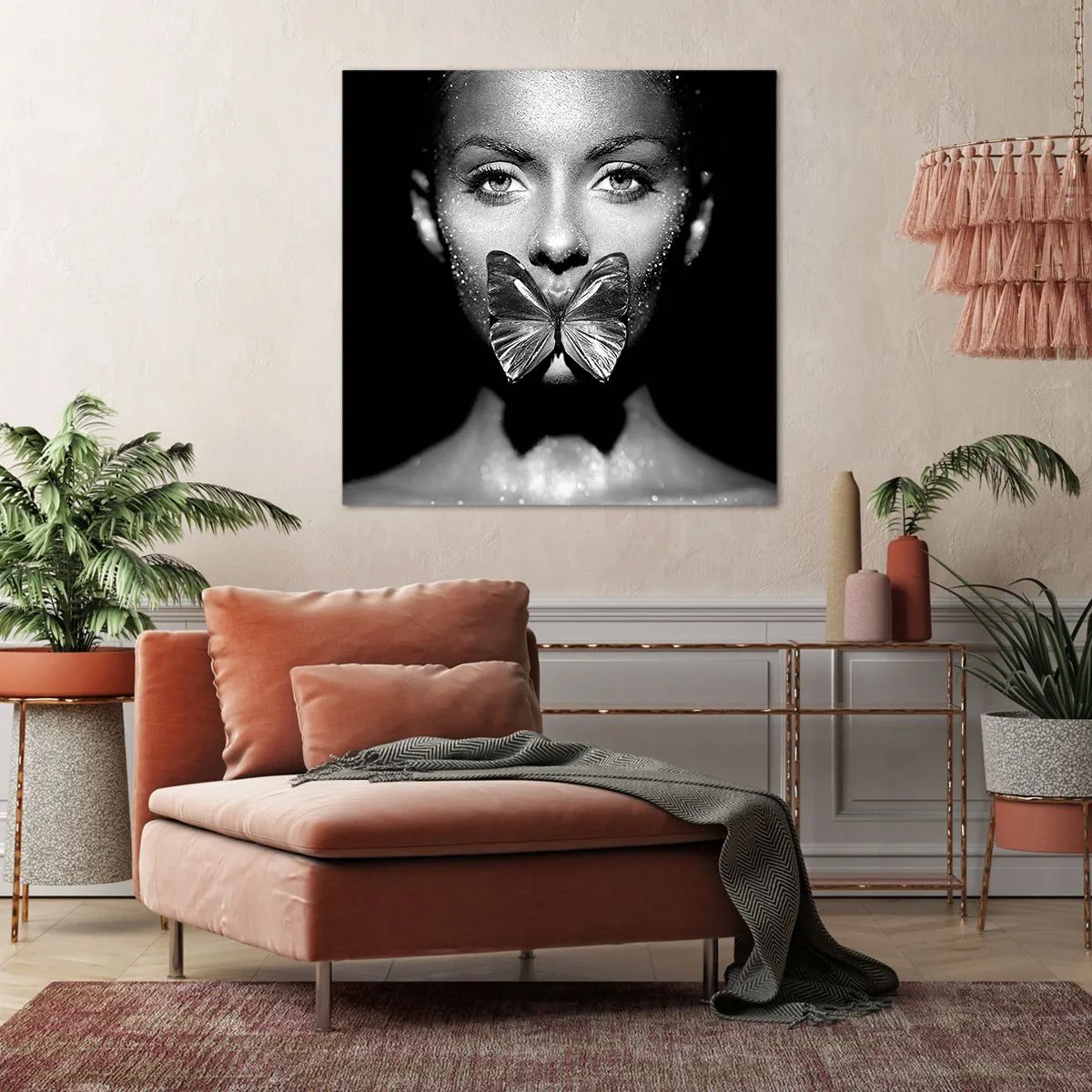 Obraz na płótnie - Motyli pocałunek - 70x70 cm