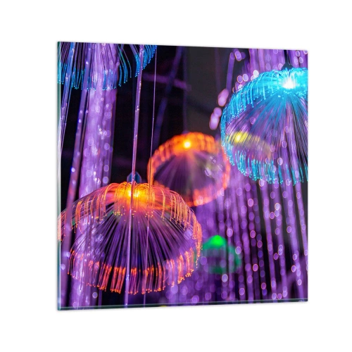 Obraz na szkle - Świetlna fontanna - 60x60 cm